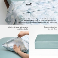 Bộ chăn ga gối 4 món (chăn chần bông) Tencel Cotton họa tiết - Liễu hoa