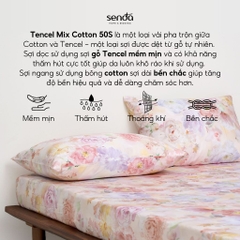 Vỏ gối nằm Tencel Cotton họa tiết - Lam sương