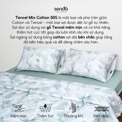 Bộ chăn ga gối 4 món (chăn chần bông) Tencel Cotton họa tiết - Liễu hoa