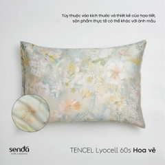 Vỏ gối nằm Lụa Tencel 60S họa tiết - Hoa vẽ