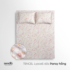 Bộ ga gối 3 món Lụa Tencel 60S họa tiết - Pansy hồng