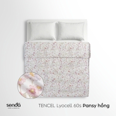 Vỏ chăn mỏng Lụa Tencel 60S họa tiết - Pansy hồng