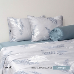 Bộ chăn ga gối 5 món Lụa Tencel 60S họa tiết - Dương xỉ