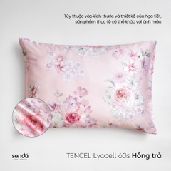 Vỏ gối nằm Lụa Tencel 60S họa tiết - Hồng trà