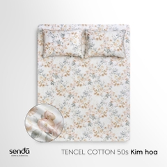 Bộ ga gối 3 món Tencel Cotton họa tiết - Kim hoa