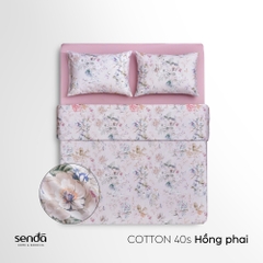 Vỏ chăn chần bông Cotton 40S họa tiết - Hồng phai
