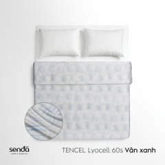 Vỏ chăn mỏng Lụa Tencel 60S họa tiết  - Vân xanh