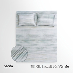Bộ ga gối 3 món Lụa Tencel 60S họa tiết - Vân đá