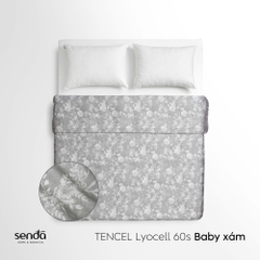 Vỏ chăn mỏng Lụa Tencel 60S họa tiết - Baby xám