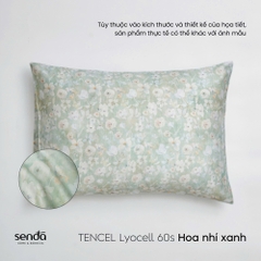 Vỏ gối nằm Lụa Tencel 60S họa tiết - Hoa nhí xanh