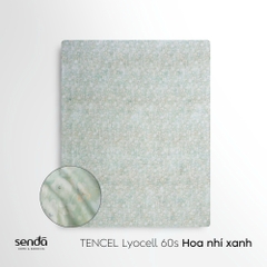 Bộ ga gối 3 món Lụa Tencel 60S họa tiết - Hoa nhí xanh