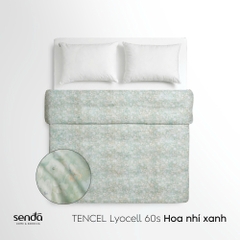 Vỏ chăn mỏng Lụa Tencel 60S họa tiết - Hoa nhí xanh
