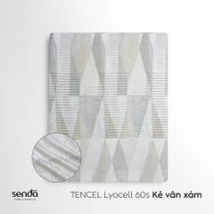 Bộ ga gối 3 món Lụa Tencel 60S họa tiết - Kẻ vân xám
