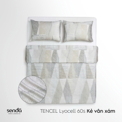 Vỏ chăn chần bông Lụa Tencel 60S họa tiết - Kẻ vân xám