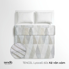 Vỏ chăn mỏng Lụa Tencel 60S họa tiết - Kẻ vân xám