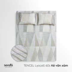 Bộ ga gối 3 món Lụa Tencel 60S họa tiết - Kẻ vân xám