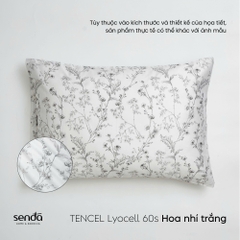Vỏ gối nằm Lụa Tencel 60S họa tiết - Hoa nhí trắng