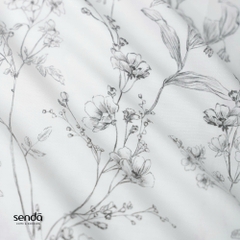 Bộ chăn ga gối 4 món (chăn chần bông) Lụa Tencel 60S họa tiết - Hoa nhí trắng