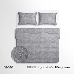 Vỏ chăn chần bông Lụa Tencel 60S họa tiết - Bông xám