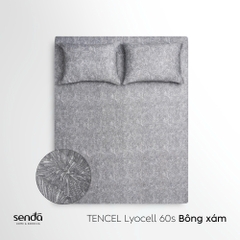 Bộ ga gối 3 món Lụa Tencel 60S họa tiết - Bông xám