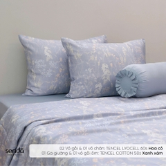 Bộ chăn ga gối 5 món Lụa Tencel 60S họa tiết - Hoa cỏ