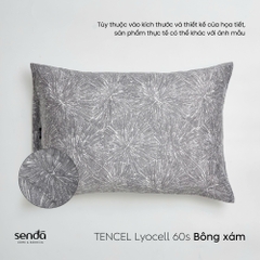Vỏ gối nằm Lụa Tencel 60S họa tiết - Bông xám