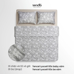 Vỏ chăn chần bông Lụa Tencel 60S họa tiết - Baby xám