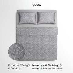 Vỏ chăn chần bông Lụa Tencel 60S họa tiết - Bông xám