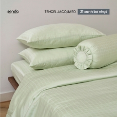 Bộ chăn ga gối 5 món Lụa Tencel Jacquard vân gấm - 21 Xanh bơ
