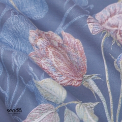 Vỏ gối nằm Lụa Tencel 60S họa tiết - Hoa hồng xanh