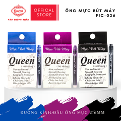 Queen Ống Mực Queen FIC-034 Ống Lớn 34mm (12 Ống/ Hộp; 12 Hộp/ Lốc) (Mực Xanh, Tím)