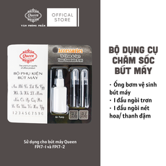 Queen - Bộ Phụ Kiện Bút Máy FPA-01 (1 Ngòi Trơn, 1 Ngòi Nét Hoa, 1 Bơm vệ sinh) (Sử dụng cho bút máy FP17) (24 Bộ/Hộp)