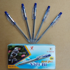G-Star Bút Bi Bấm Ấn Độ Vỏ Trong (Xanh, Đỏ) 4A (24 Cây/ Hộp; 72 Hộp/Thùng)