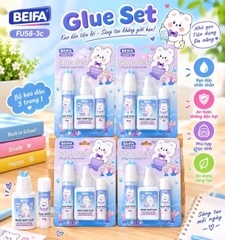 Beifa - Set 3 Món (Keo Sữa + Hồ Khô + Hồ Nước) FU58-3C (3 Cái/Vỉ, 24 Vỉ/Hộp, 8 Hộp/Thùng)