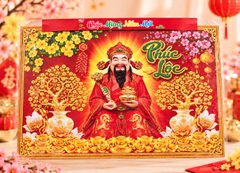 Tranh Tráng Gương 53*76 (Hình Thần Tài, Phật Di Lặc, Dê Sum Vầy, Ông Thọ)