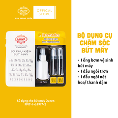 Queen - Bộ Phụ Kiện Bút Máy FPA-01 (1 Ngòi Trơn, 1 Ngòi Nét Hoa, 1 Bơm vệ sinh) (Sử dụng cho bút máy FP17) (24 Bộ/Hộp)
