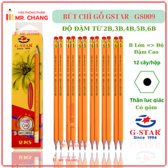 G-Star Bút Chì Gỗ GS009 2B; 3B; 4B; 5B; 6B (12 Cây/Hộp; 12 Hộp/ Lốc; 240 Hộp/ Thùng)