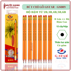G-Star Bút Chì Gỗ GS009 2B; 3B; 4B; 5B; 6B (12 Cây/Hộp; 12 Hộp/ Lốc; 240 Hộp/ Thùng)