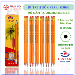 G-Star Bút Chì Gỗ GS009 2B; 3B; 4B; 5B; 6B (12 Cây/Hộp; 12 Hộp/ Lốc; 240 Hộp/ Thùng)