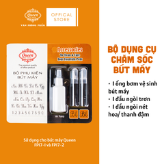 Queen - Bộ Phụ Kiện Bút Máy FPA-01 (1 Ngòi Trơn, 1 Ngòi Nét Hoa, 1 Bơm vệ sinh) (Sử dụng cho bút máy FP17) (24 Bộ/Hộp)