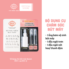 Queen - Bộ Phụ Kiện Bút Máy FPA-01 (1 Ngòi Trơn, 1 Ngòi Nét Hoa, 1 Bơm vệ sinh) (Sử dụng cho bút máy FP17) (24 Bộ/Hộp)