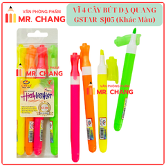 G-Star Bút Dạ Quang SJ-05 (Vàng, Hồng, Cam, Lá) (4 Cây Khác Màu/Vĩ) (24 Vĩ/Lốc; 8 Lốc/Thùng)