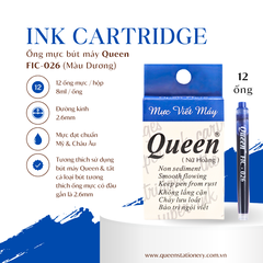 Queen Ống Mực Queen FIC-034 Ống Lớn 34mm (12 Ống/ Hộp; 12 Hộp/ Lốc) (Mực Xanh, Tím)