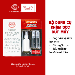 Queen - Bộ Phụ Kiện Bút Máy FPA-01 (1 Ngòi Trơn, 1 Ngòi Nét Hoa, 1 Bơm vệ sinh) (Sử dụng cho bút máy FP17) (24 Bộ/Hộp)