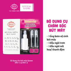 Queen - Bộ Phụ Kiện Bút Máy FPA-01 (1 Ngòi Trơn, 1 Ngòi Nét Hoa, 1 Bơm vệ sinh) (Sử dụng cho bút máy FP17) (24 Bộ/Hộp)