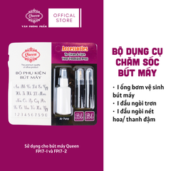 Queen - Bộ Phụ Kiện Bút Máy FPA-01 (1 Ngòi Trơn, 1 Ngòi Nét Hoa, 1 Bơm vệ sinh) (Sử dụng cho bút máy FP17) (24 Bộ/Hộp)