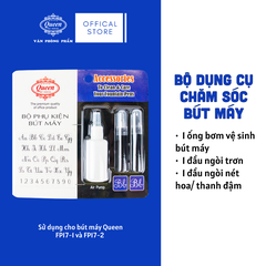 Queen - Bộ Phụ Kiện Bút Máy FPA-01 (1 Ngòi Trơn, 1 Ngòi Nét Hoa, 1 Bơm vệ sinh) (Sử dụng cho bút máy FP17) (24 Bộ/Hộp)