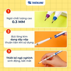 TL - Bút Lông Kim BeeBee FL04 (Xanh, Tím, Đỏ, Đen) (10 Cây/Hộp; 60 Hộp/ Thùng)