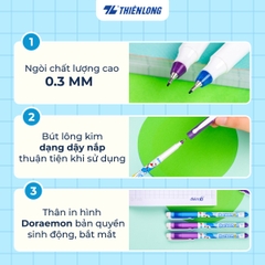TL - Bút Lông Kim Doreamon FL04/DO (Xanh, Tím, Đỏ, Đen) (10 cây/Hộp)