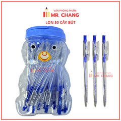 Bút Bi Aihao XANH 207 Lon Gấu (50 Cây/Lon; 30 Lon/Thùng)